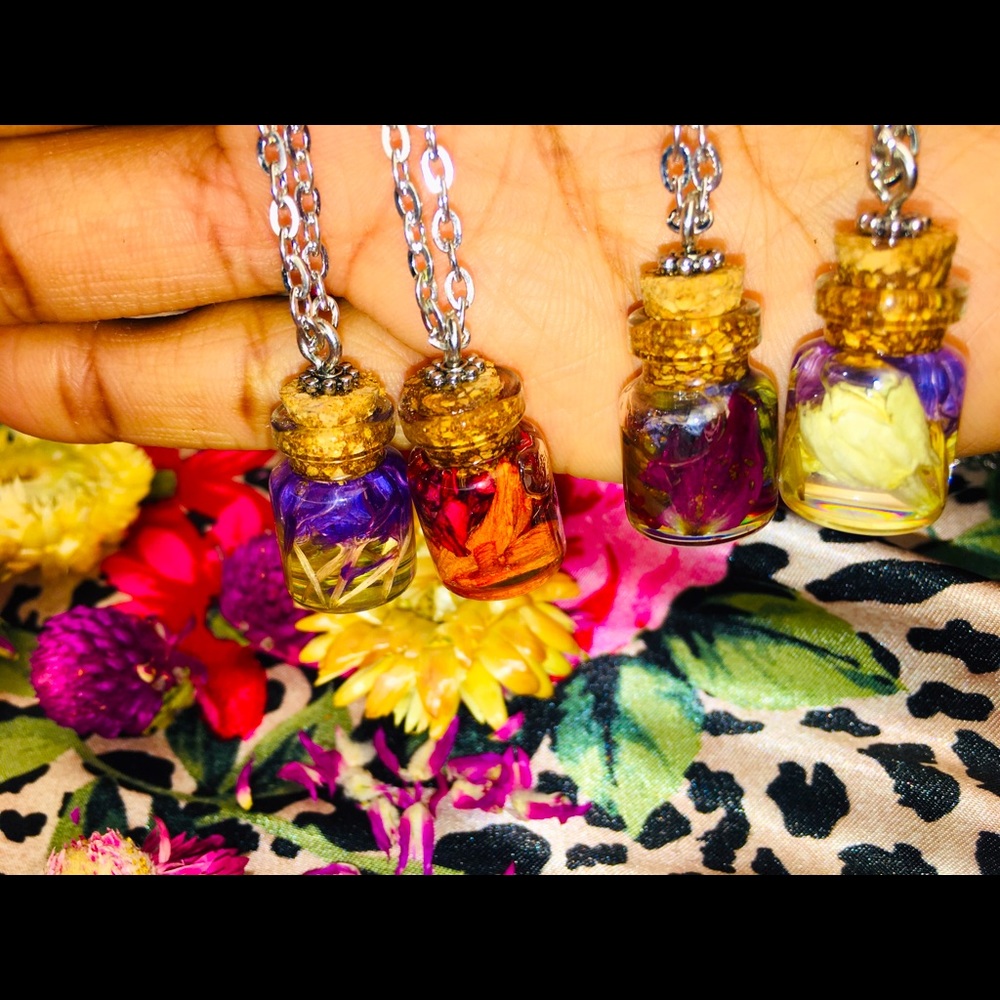 Floral charm necklaces